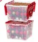 2 Pack 60qt Clear/Red Plastic Clear Ornament Storage Box with Hinged Lid and Dividers
